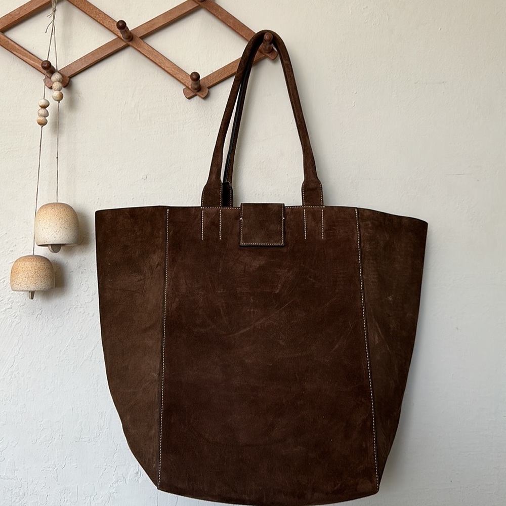 Banana Republic Corso Suede Leather Top Handle Tote Bag - Picture 9 of 11